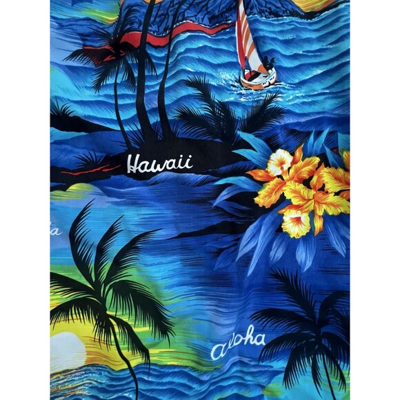 METROP Men’s Blue Tropical Hawaii Aloha Button-Up Pocket Casual Shirt Size M - Picture 10 of 10